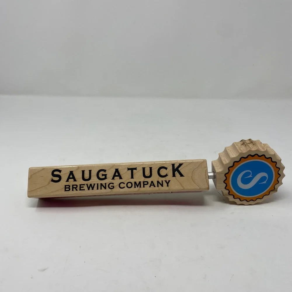 Saugatuck Brewing Company Neapolitan Beer Tap Handle Wood Bottle Cap Logo